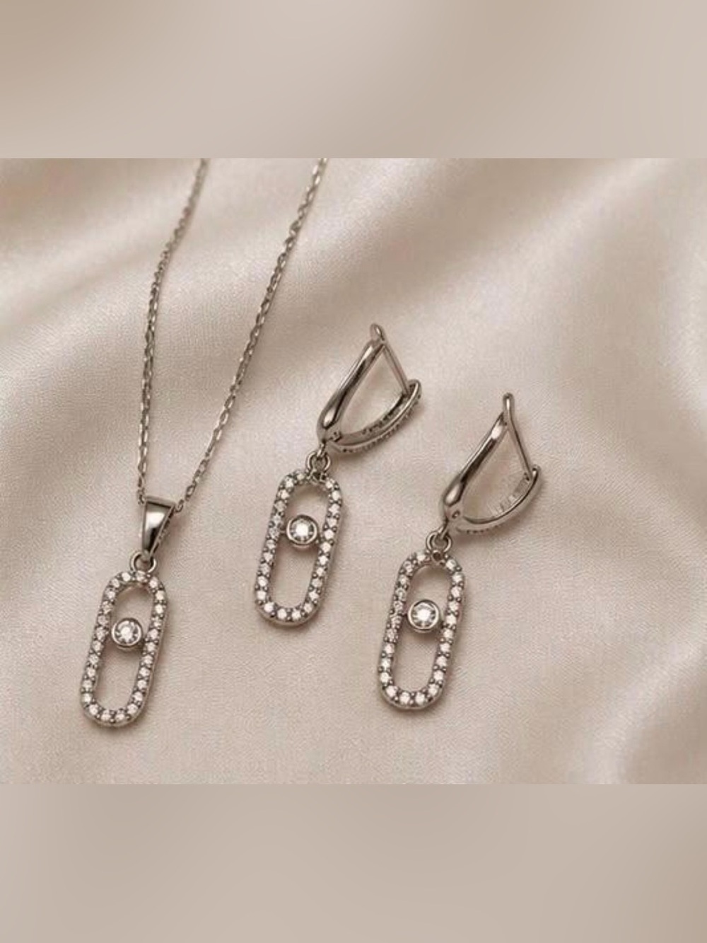Silver-Tone Crystal Drop Necklace & Earring Set - Picture 6 of 6